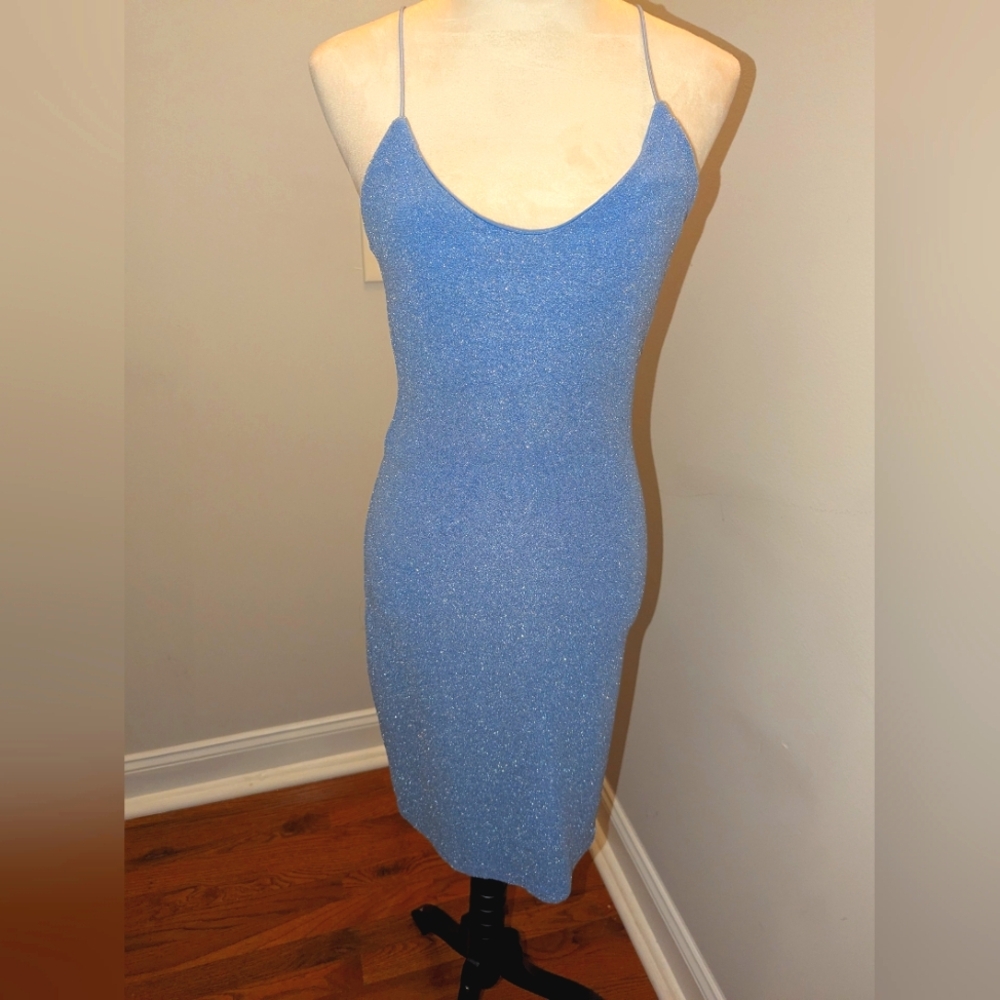 Sparkly Blue Spaghetti Strap Dress